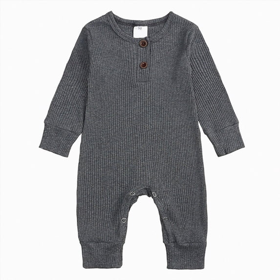 CAUYDY Boy Clothing for Infant Preemie Long Sleeve Loungewear for Girl Newborn Bodysuit 0 3 6 9 Months 1T 2T Fall Winter Baby Romper Sizes 0-4 Months,Dark Gray