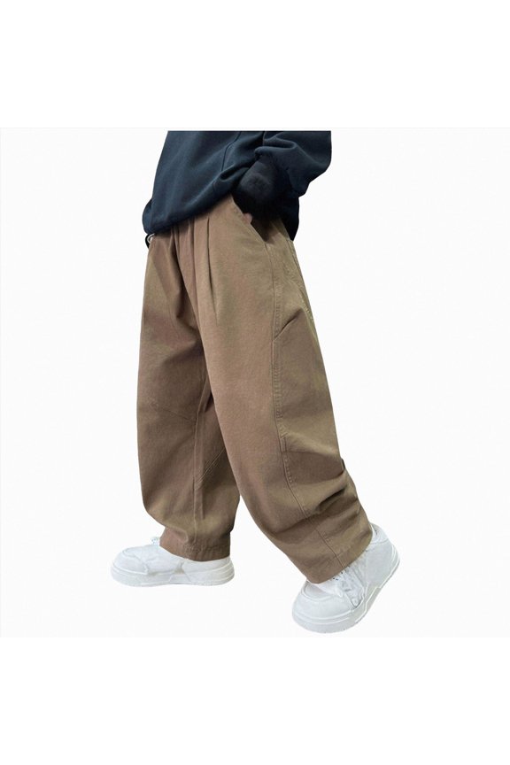 Boys Cargo Pants Stretch Elastic Waist School Kids Twill Joggers Leisure Trousers Outdoor Trousers For 1 5 Years Old(L101-Khaki,10-12 Y)