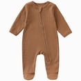 thumbnail image 1 of CAUYDY Boys Sleepers for Newborn Baby Clothing Preemie Long Sleeve Romper Fall Winter Infant Boy Pajamas Toddler Bodysuit 3 6 9 12 18 24 Months Brown for Sizes 9-12 Months, 1 of 4