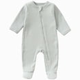 thumbnail image 1 of CAUYDY Boys Sleepers for Newborn Baby Clothing Preemie Long Sleeve Romper Fall Winter Infant Boy Pajamas Toddler Bodysuit 3 6 9 12 18 24 Months Light Green for Sizes 3-6 Months, 1 of 4