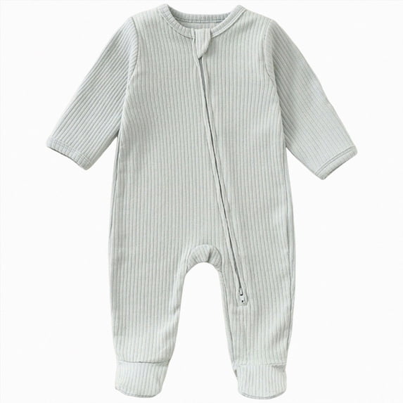 CAUYDY Boys Sleepers for Newborn Baby Clothing Preemie Long Sleeve Romper Fall Winter Infant Boy Pajamas Toddler Bodysuit 3 6 9 12 18 24 Months Light Green for Sizes 3-6 Months