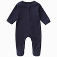 thumbnail image 1 of CAUYDY Boys Sleepers for Newborn Baby Clothing Preemie Long Sleeve Romper Fall Winter Infant Boy Pajamas Toddler Bodysuit 3 6 9 12 18 24 Months Navy for Sizes 0-3 Months, 1 of 4