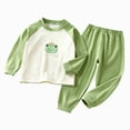 thumbnail image 1 of CAUYDY Child Boy Pjs Sleepwear for Kids 5T 6T 7T 8T 9T 10T Fall Winter Long Sleeved T-Shirt Elastic Waist Pants Set Boys Clothes Sizes 6-7 Years,Green, 1 of 4