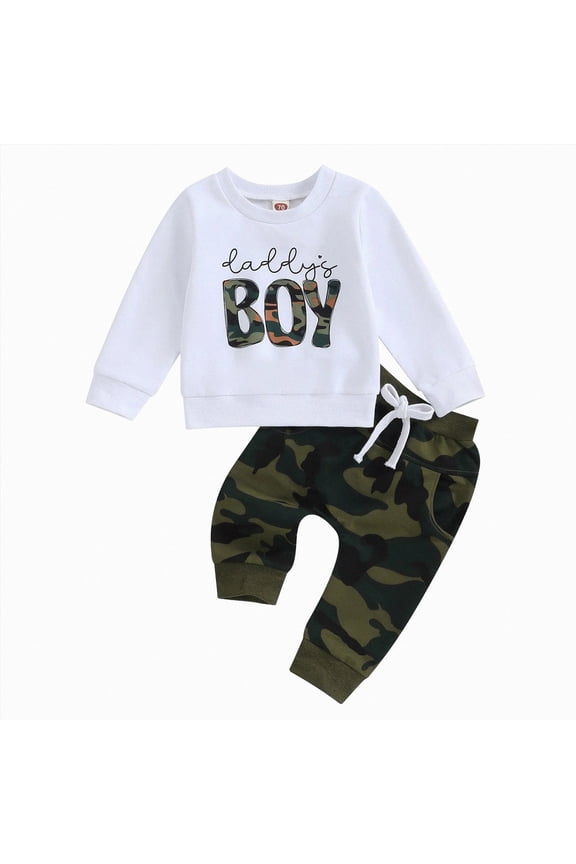 Child Fall Winter Outfits Set Infant Long Sleeve Shirt Joggers Pants Two Piece Newborn Casual Clothing 3 6 9 12 18 24 Months 3T 4T 5T Camouflage for Sizes 12-18 Months