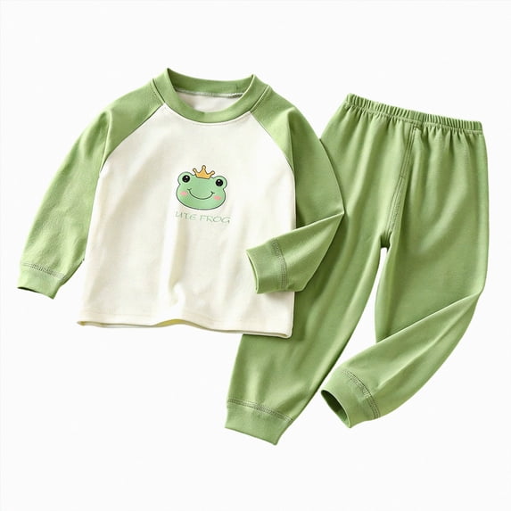 CAUYDY Children Boy Clothes Pajamas for Kid Fall Winter 5T 6T 7T 8T 9T 10T Long Sleeve Tee Shirt and Pants Cute Set Boys Outfits Sizes 5-6 Years,Green