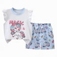 thumbnail image 1 of CAUYDY Children Girls Clothes T-Shirt Top + Shorts 2pcs Outfit Set Kids Girl Spring Summer Clothing Size 3T 4T 5T 6T Little Girls School Clothing Set (Sizes 4-5 Years,H03-Blue), 1 of 4