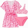 thumbnail image 1 of CAUYDY Children Girls Swimsuit Sets Little Girls Bathing Suit Tankini Girls' Swimwear Summer Beach 4T 5T 6T 7T 8T 9T Kid Girls Bikini 2Pcs Set with Cover Ups (Sizes 9-10 Years,F02-Hot Pink), 1 of 6