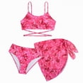 thumbnail image 1 of CAUYDY Children Girls Teen Girls Summer Swimsuit 3 Pcs Bathing Suits Tween Girls Cute Bikini Tankini Sets with Cover Ups Beach Skirt for Kid 10T 11T 12T 13T (Sizes 15-16 Years,F02-Hot Pink), 1 of 8