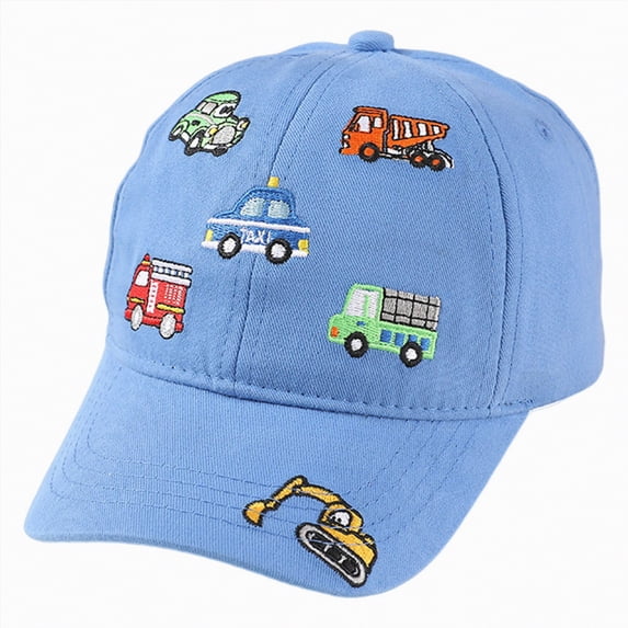 CAUYDY Childrens Baseball Cap With Car Design Embroidered For Kids Boys And Girls Cartoon Mesh Cap 5T 6T 7T 8T Toddler Boys Sun Hat Summer (Sizes 3-8 Years,D1-Blue)