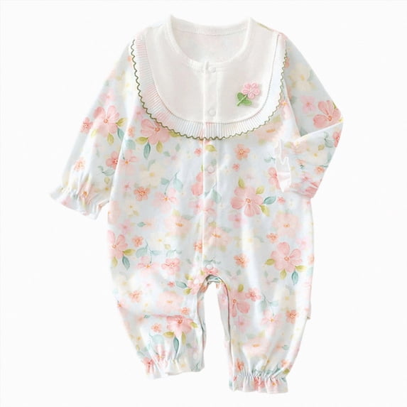 CAUYDY Clothes for Baby Girls Newborn Sleepers 3 6 9 12 18 24 Months Preemie Long Sleeve Bodysuit Fall Winter Infant Girl Cute Romper Toddler Pajamas Sizes 3-6 Months,Blue