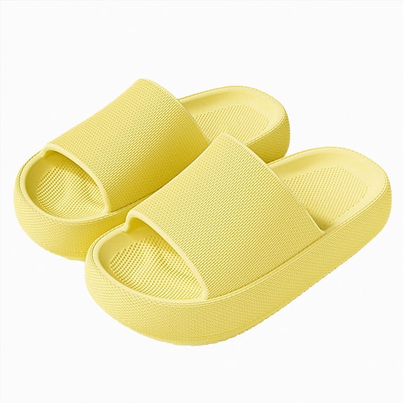 CAUYDY Cloud Slides for Kids Boys Girls Shower Bathroom Slippers Slip on Sandals Non-Slip Open Toe Pillow Slippers-Quick Drying Summer Beach Pool Shoes(L101-Yellow,12.5)