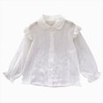 thumbnail image 1 of CAUYDY Collared Shirts for Girls Kids Long Sleeve Button Down Ruffle Blouse, School Uniform Top for Graduation Photoshoot Clothes Clear Sizes 7-8 Years, 1 of 5
