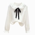 thumbnail image 1 of CAUYDY Collared Shirts for Girls Tween Long Sleeve Button Down Fly Sleeve Blouse, School Uniform Top for Fall Winter Daily Wear Black Sizes 11-12 Years, 1 of 6