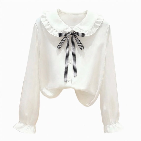 CAUYDY Collared Shirts for Girls Kids Long Sleeve Button Down Fly Sleeve Blouse, School Uniform Top for Fall Winter Daily Wear OTHER Sizes 9-10 Years