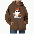 thumbnail image 1 of CAUYDY Cute Ghost Graphic Hoodies for Women Halloween Funny Spooky Hooded Sweatshirt Vintage Pullover Casual Tops(Brown,L), 1 of 6
