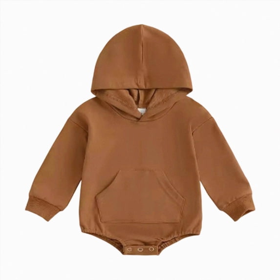 CAUYDY Gift for Newborn Baby Boy Bodysuit 0-3M 6-9M 12-18M Preemie Clothes Long Sleeve Sleepers Infant Boys Romper Fall Winter Toddler Pajamas Brown for Sizes 18-24 Months