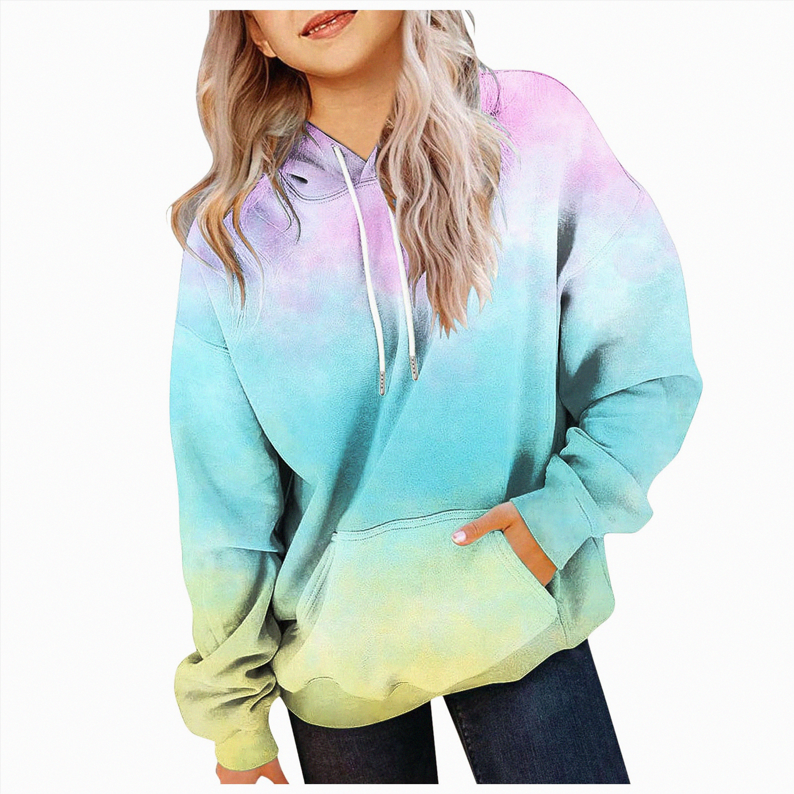 CAUYDY Girl's Graphic Hoodies Print Long Sleeve Pullover Sweatshirt(Blue,4-5 Y) - Walmart.com