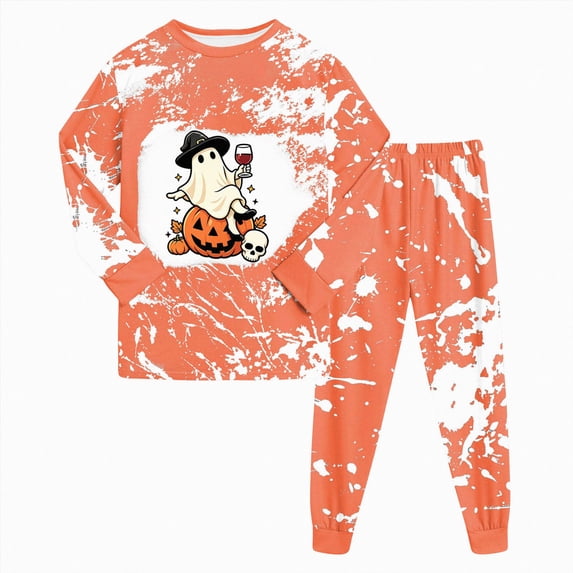CAUYDY Girls Boys Halloween Cartoon Pajamas Cute Soft Long Sleeve Graphic Nighty PJS 2PCS Sleepwear Set,2Y
