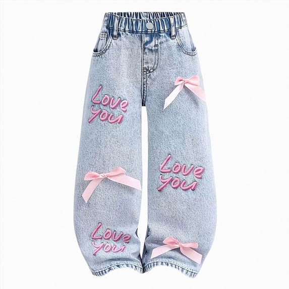 CAUYDY Girls Jeans Denim Wide Leg Tween Baggy Denim Pants with Pockets Girls Jeans Y2K Boyfriend Skater Streetwear Sizes 11-12 Years