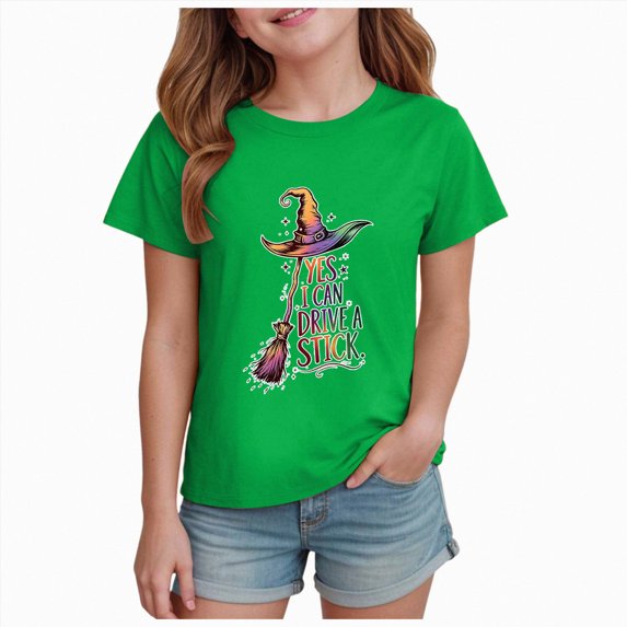 CAUYDY Girls Short Sleeve T-Shirt Crewneck Top for Kids Casual Breathable Fall Tee Little Girl Soft Pjs Top Sizes 1-2 Years
