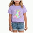 thumbnail image 1 of CAUYDY Halloween Ghouls Ghost Retro Girl Kids T-Shirt Graphic Tshirt Little Kids Fall Short Sleeve Tee Tops(Purple,18-24 M), 1 of 5