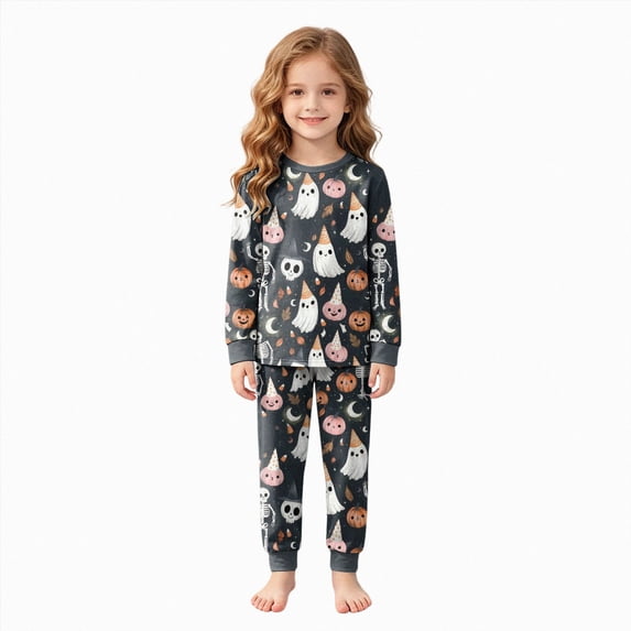 CAUYDY Halloween Pajamas Kid Boys/Girls Pumpkin Print Clothes Long Sleeve 2pc Tee/Pants Pjs Set Toddler Holiday Sleepwear Outfits