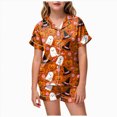 thumbnail image 1 of CAUYDY Halloween Pajamas Kids Girls Pajamas 2-Piece Pjs Set Kids Short Sleeved and Shorts Jammies Casual Wear Girls' Sleepwear Lounge Clothes Orange Sizes 8-9 Years, 1 of 7
