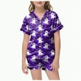 thumbnail image 1 of CAUYDY Halloween Pajamas Set Girl 2 Piece Pumpkin Ghost Pjs Boo Spooks Smile Button Down Cute Shorts Pj Sets Sleepwear(Purple,12-13 Y), 1 of 5