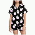 thumbnail image 1 of CAUYDY Halloween Pajamas Set Girl 2 Piece Pumpkin Ghost Pjs Boo Spooks Smile Button Down Cute Shorts Pj Sets Sleepwear(Z02-Light Pink,2-3 Y), 1 of 5