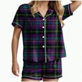 thumbnail image 1 of CAUYDY Halloween Pajamas Women Fall Graphic Button Up Sleepwears Loungewear Ladies 2 Piece Top and Shorts Pjs Sets(Dark Purple,S), 1 of 5