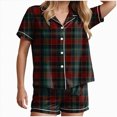 thumbnail image 1 of CAUYDY Halloween Pajamas Women Fall Graphic Button Up Sleepwears Loungewear Ladies 2 Piece Top and Shorts Pjs Sets(,L), 1 of 5