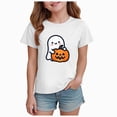 thumbnail image 1 of CAUYDY Halloween Pumpkin Ghost Graphic Pajamas for Kid Girls Short Sleeve Shirt Kids Cute Casual Sleepwear Top Sizes 2-3 Years, 1 of 6