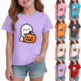 thumbnail image 1 of CAUYDY Halloween Pumpkin Ghost Graphic Pajamas for Kid Girls Short Sleeve Shirt Kids Cute Casual Sleepwear Top Sizes 3-4 Years, 1 of 6