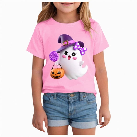 CAUYDY Halloween Shirts for Kids Girl Boy Funny Graphic Shirt Top Spooky Season Tops Fall Tee,2-3 Y