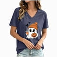 thumbnail image 1 of CAUYDY Halloween Shirts for Women Spooky Season V Neck Raglan Sleeve Tee Top Soft Fabric Lightweight Vibrant Parttern Navy Sizes XL, 1 of 5