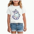 thumbnail image 1 of CAUYDY Halloween T-Shirts for Toddler Girls Short Sleeve Crew Neck Ghost Pumpkin Tees Tops(White,13-14 Y), 1 of 5