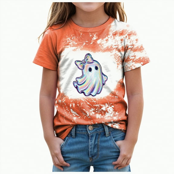 CAUYDY Halloween Toddler T-Shirts Kids Baby Girls Boys Pumpkin Graphic Tee Tops Spooky Season Tops(Orange,2-3 Y)