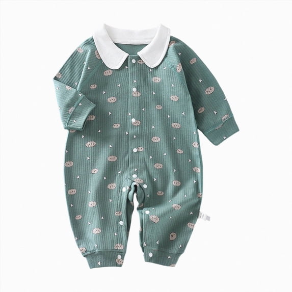 CAUYDY Infant Boy Bodysuit Preemie Long Sleeved Romper for Girl Newborn Cute Sleepers Fall Winter Baby Pajamas 3-6M 9-12M 18-24M Sizes 6-9 Months,Dark Green