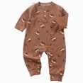 thumbnail image 1 of CAUYDY Infant Boy Pajamas Preemie Long Sleeve Clothes for Girl Newborn Cute Jumpsuit Fall Winter Baby One-Pieces 3 6 9 Months 1T 2T Sizes 9-12 Months,Brown, 1 of 7