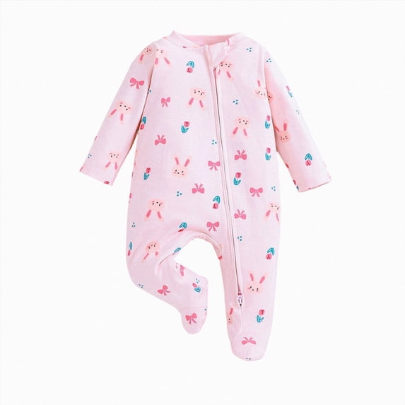 CAUYDY Infant Boy Romper Preemie Long Sleeve Sleepers for Girl Newborn Comfy Pajamas Fall Winter Baby Clothes 0-3M 6-9M 12-18M Sizes 6-12 Months,Pink