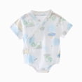 thumbnail image 1 of CAUYDY Infant Boy Romper Preemie Short Sleeve Sleepers for Girl Newborn Comfy Pajamas Spring Summer Baby Clothes 0-3M 6-9M 12-18M Sizes 9-12 Months,Light Blue, 1 of 5