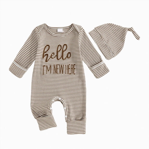CAUYDY Infant Boy Sleepers 3-6M 9-12M 18-24M Preemie Pajamas for Girl Newborn Long Sleeved Clothes Baby Fall Winter Jumpsuit Sizes 3-6 Months,Coffee