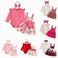 thumbnail image 1 of CAUYDY Infant Girl Clothes Cute Baby Ruffle Long Sleeved Bodsuit 3Pcs Layette Set 0 3 6 9 12 18 Months Newborn Girl Outfits Fall Winter Pink Sizes 9-12 Months, 1 of 9