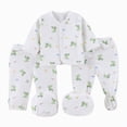 thumbnail image 1 of CAUYDY Infant Girl Coming Home Outfits Baby Boy Clothes Preemie Layette Long Sleeved Shirt Warm Hat 2Pants Bib 5 Pieces Soft Set for Unisex Newborn Fall Sizes 0-3 Months,Light Green, 1 of 4