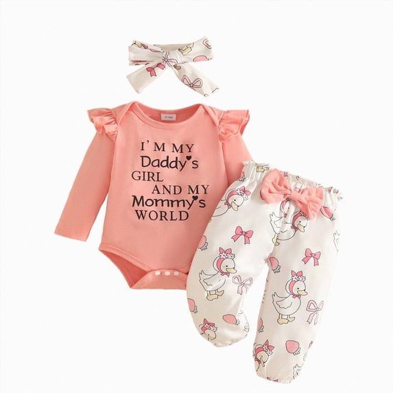 CAUYDY Infant Girls Bodysuit Set Preemie Girl Long Sleeved Romper 3 6 9 Months 1T 2T Newborn Fall Winter Clothes Baby Picture Outfit Sizes 0-3 Months,Pink
