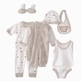 thumbnail image 1 of CAUYDY Infant Girls Coming Home Outfits Baby Boys Layette Set 8PCS Fall Winter Spring Summer Comfy Pajamas Preemie Clothing for Newborn Sizes One Size,Khaki, 1 of 4