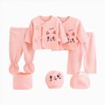 thumbnail image 1 of CAUYDY Infant Girls Outfits Preemie Boys Clothes Unisex Baby Layette 2 Long Sleeve Shirt + 2 Pants + Hat + Bib + Bellyband 7 Pieces Soft Set Fall Sizes 0-3 Months,Pink, 1 of 5