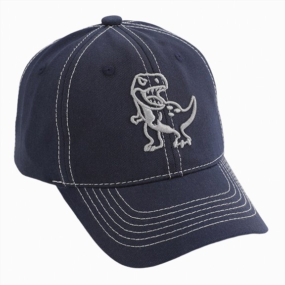 CAUYDY Kids Boy Dinosaur Hats, Embroidered Skull Dino Adjustable Baseball Caps for 3T 4T 5T 6T 7T 8T Kids Boy (Sizes 3-8 Years,D1-Dark Blue)