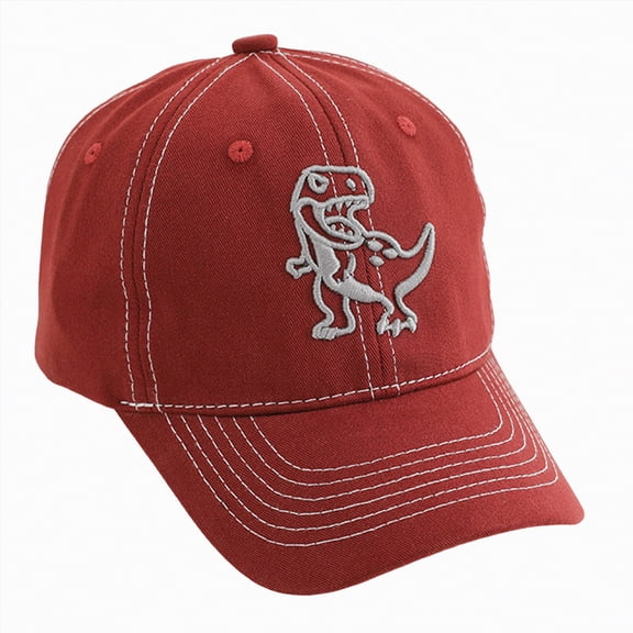 CAUYDY Kids Boy Dinosaur Hats, Embroidered Skull Dino Adjustable Baseball Caps for 3T 4T 5T 6T 7T 8T Kids Boy (Sizes 3-8 Years,L04-Red)