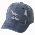 thumbnail image 1 of CAUYDY Kids Boy Dinosaur Washed Baseball Cap Toddler 4T 5T 6T 7T 8T Baby Boys Embroidered Distressed Baseball Cap Cartoon Childrens Hat (Sizes 3-8 Years,F02-Blue), 1 of 7